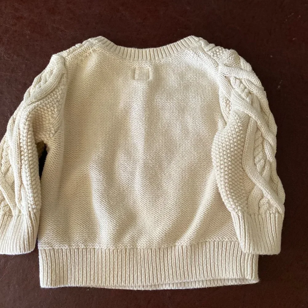 GAP Cream Cable Knit Long Sleeve Sweater Size 12 Months EUC - Picture 3 of 3